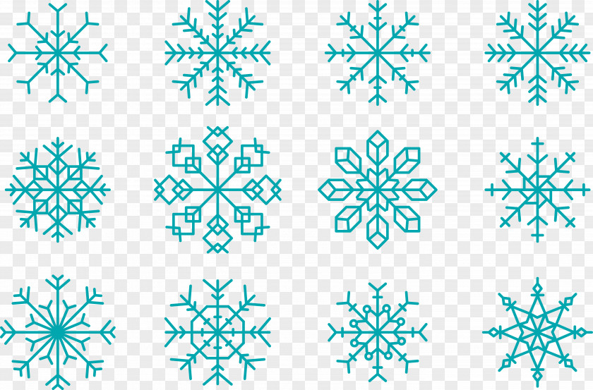 Christmas Blue Snowflake Collection Euclidean Vector Shape PNG