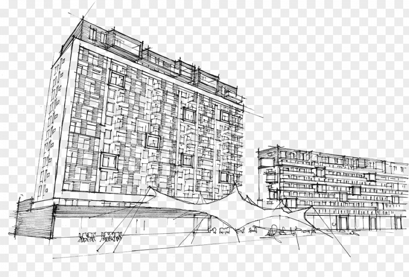 Design Architecture Facade Urban Sketch PNG