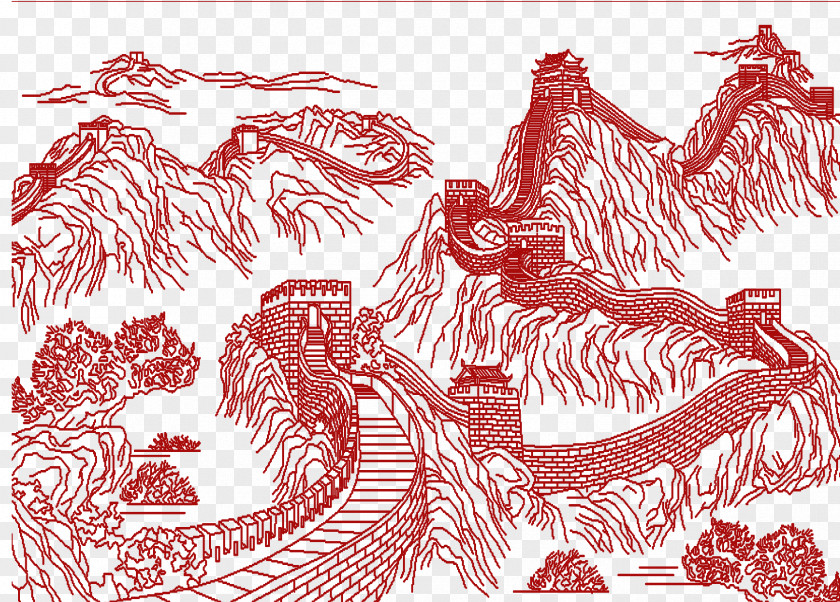 Great Wall Mountains Of China CorelDRAW PNG