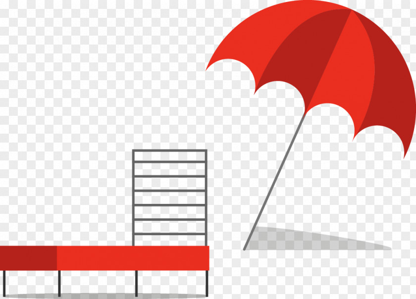 Vector Painted Red Beach Umbrella And Deck Chairs Sandy PNG