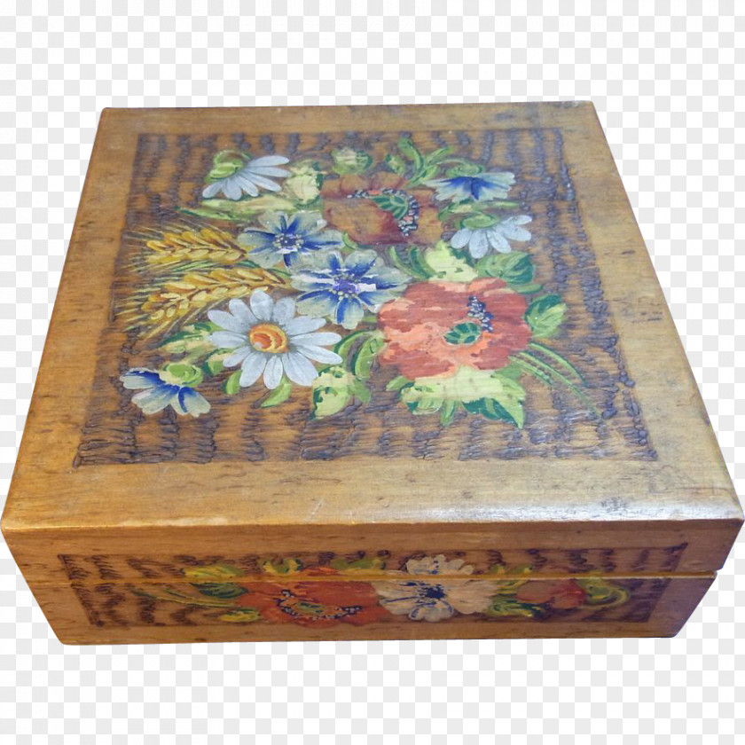 Box Wooden Painting Flower PNG
