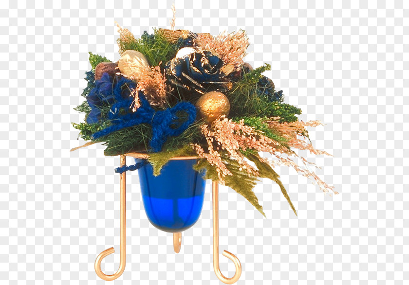 Design Floral Christmas Ornament Cobalt Blue Cut Flowers PNG