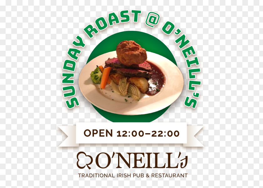 Sunday Roast Irish Pub Dish O'Neill's Cuisine PNG