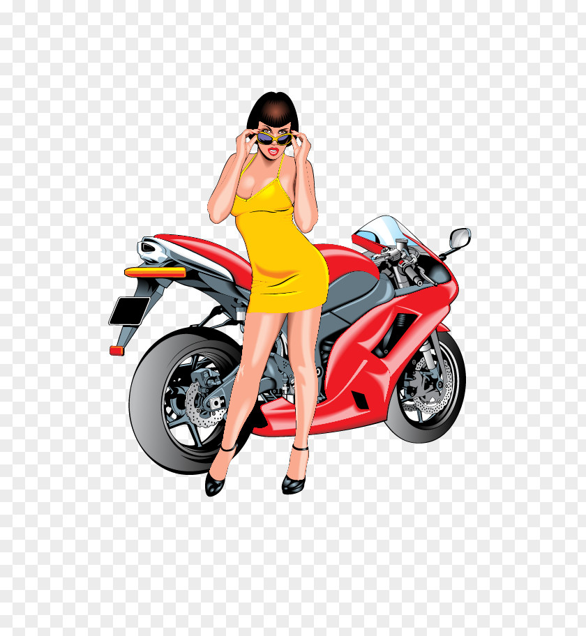 Creative Red Motorcycle Cartoon Scooter PNG