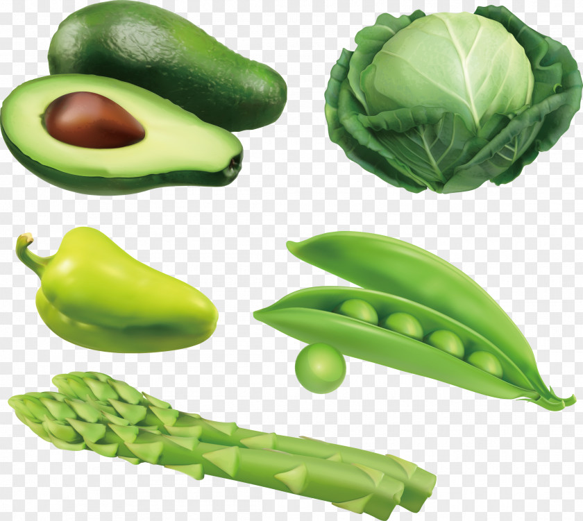 Avocado Green Peas, Cabbage, Asparagus, Peppers Vector Vegetable Auglis PNG