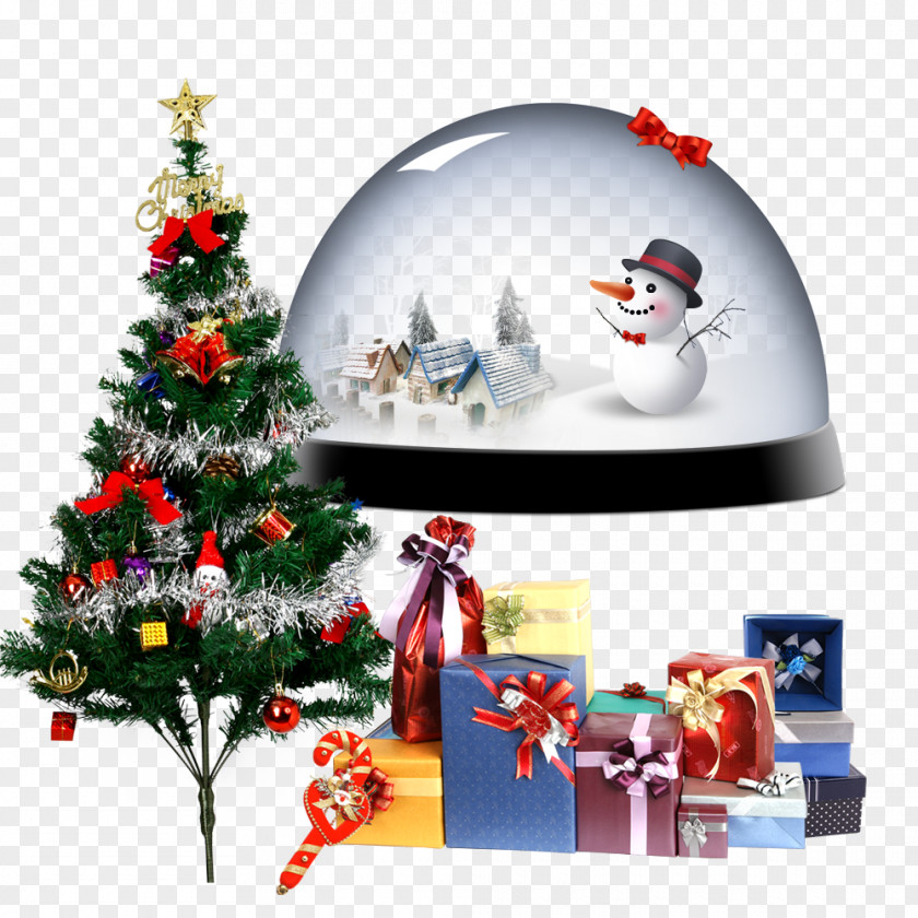 Creative Christmas Package Tree Santa Claus Gift PNG