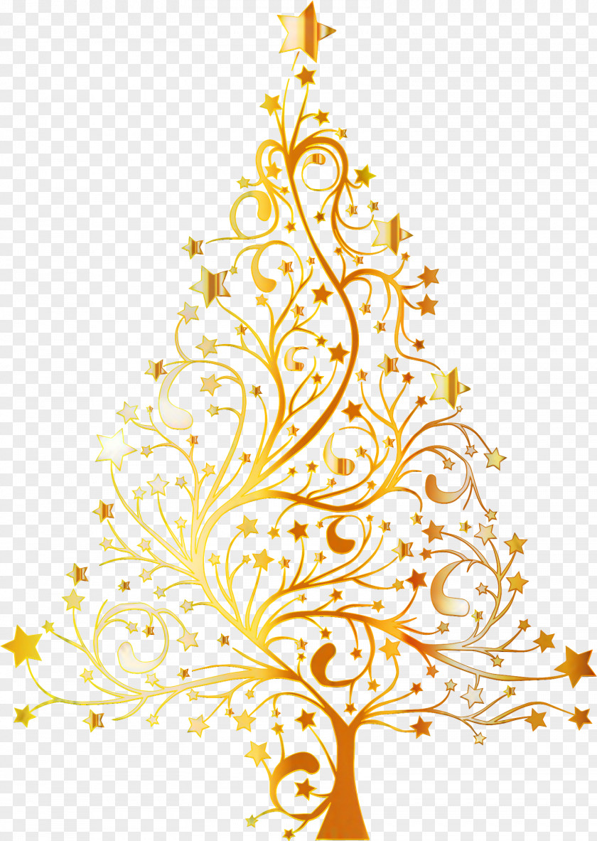 Christmas Decoration Branch Tree Gold PNG
