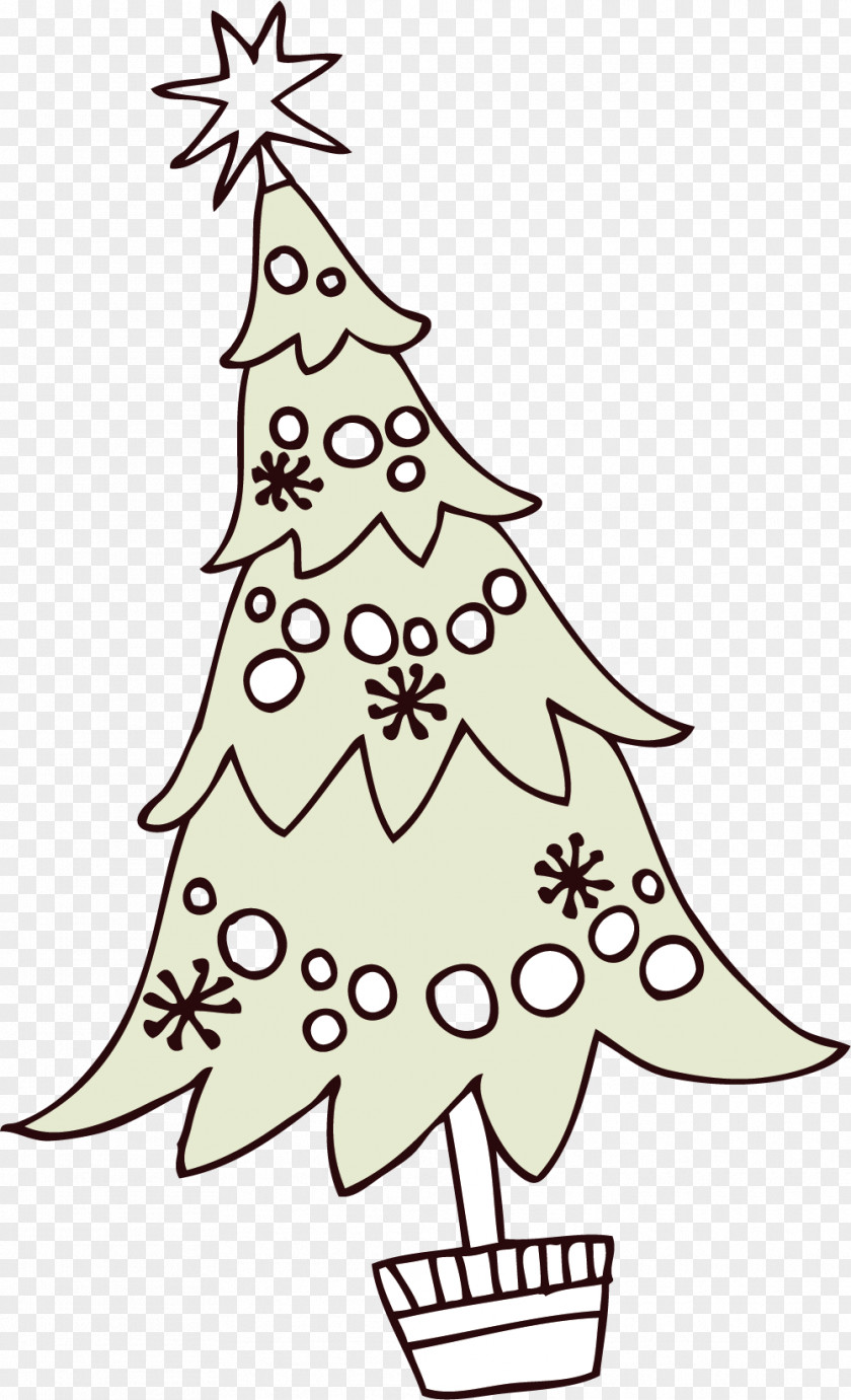 Hand Painted Green Christmas Tree Clip Art PNG