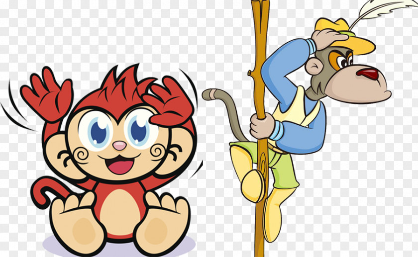 Two Monkeys Monkey Cartoon PNG