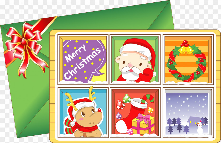 Vector Envelope Santa Claus Christmas Card Illustration PNG