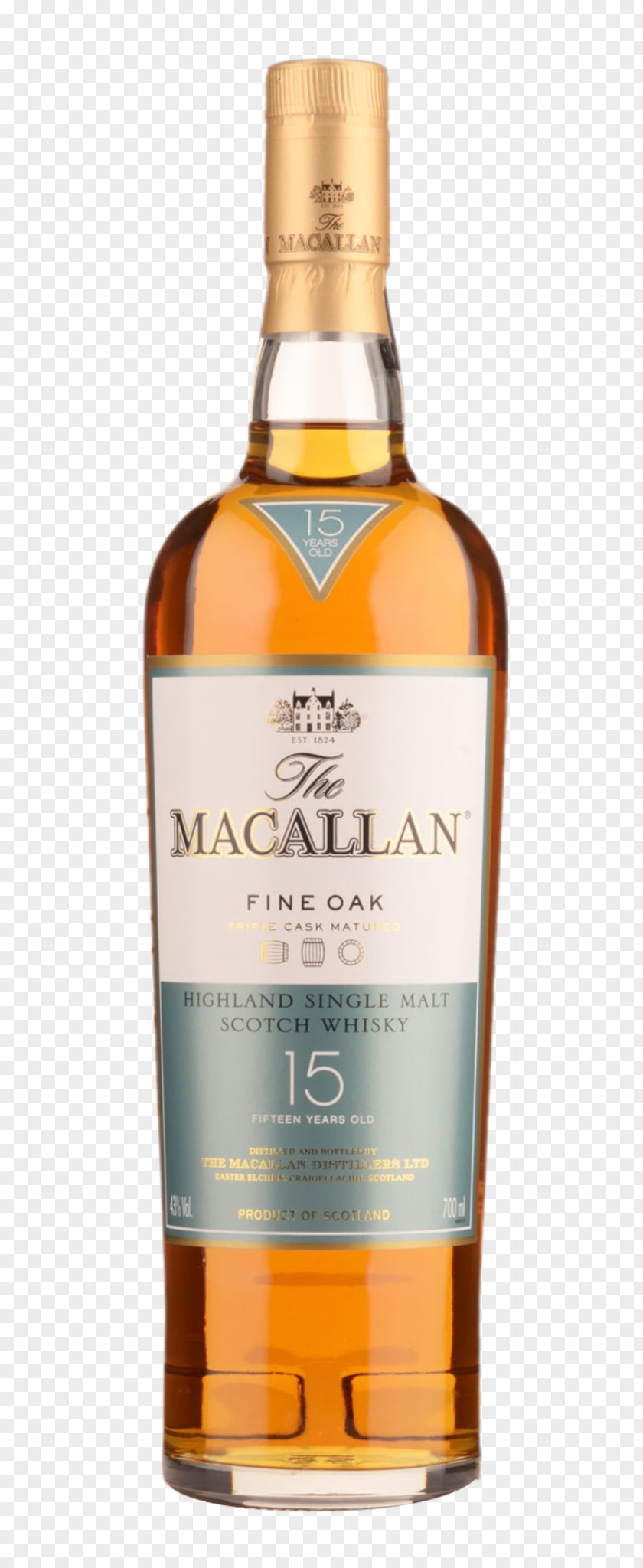 15 Years Old Single Malt Whisky Scotch The Macallan Distillery Whiskey PNG