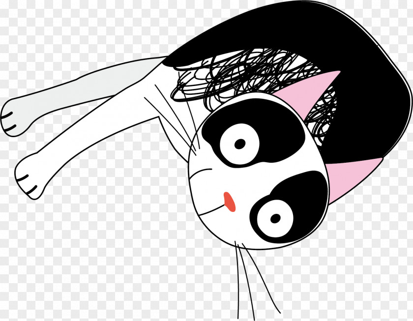 Painted Black Cat Kitten Cartoon PNG
