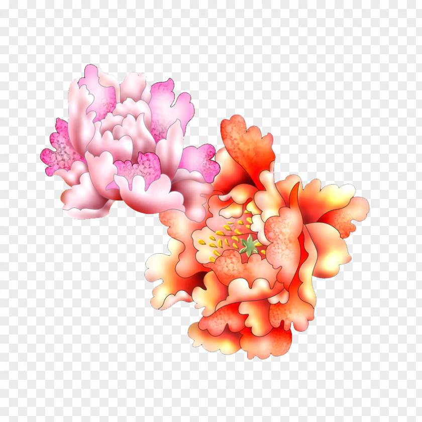 Computer Drawing Red Peony Download PNG