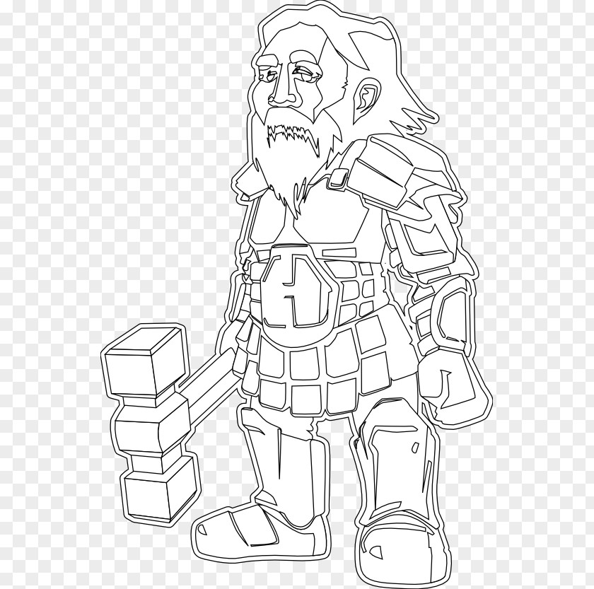 Dwarf Coloring Book Drawing Black And White Line Art PNG