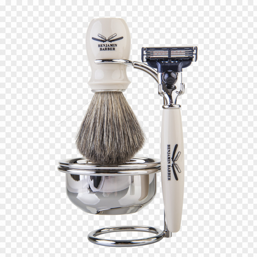 Men Barber Shave Brush Shaving Safety Razor Gillette Mach3 PNG