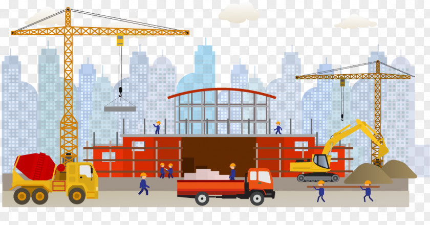 Vector City Building Material Architectural Engineering Heavy Equipment Illustration PNG