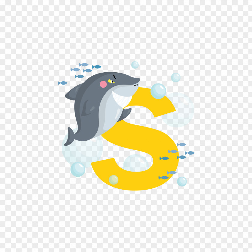 Yellow Shark Letter S Alphabet Photography Illustration PNG