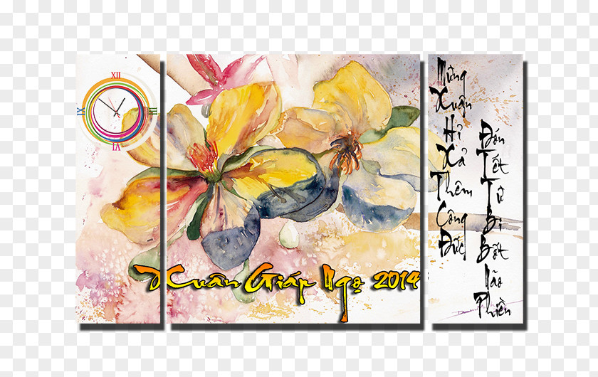 Hoa Mai Floral Design Painting Modern Art PNG