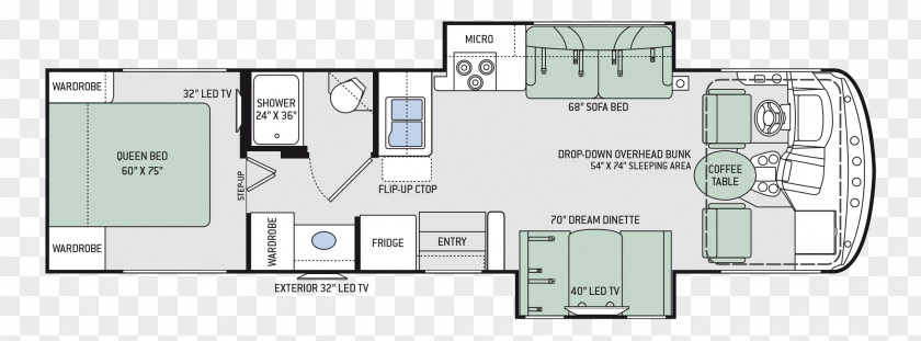 Car Campervans Motorhome Floor Plan Bed PNG