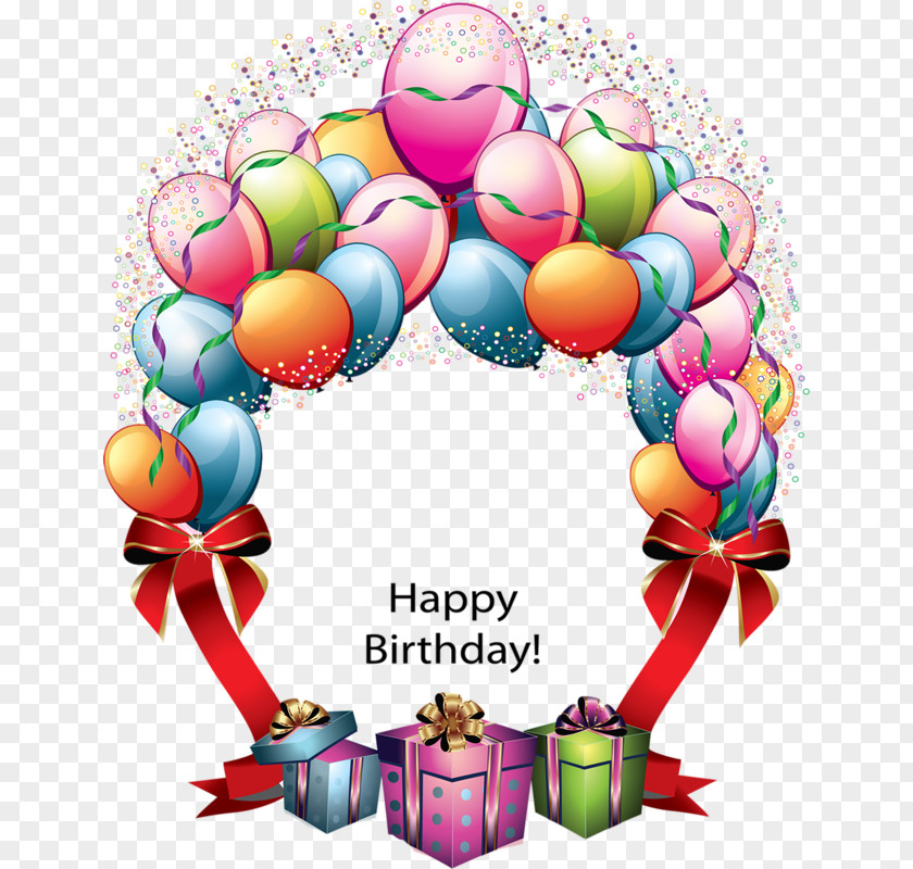 Happy Birthday Cake Balloon Wish Greeting Card PNG