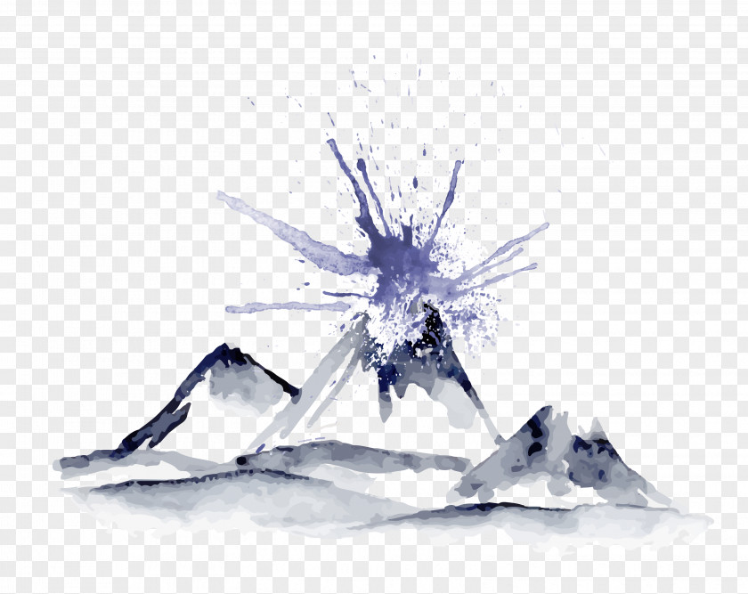 Iceberg Ice Ink Wash Painting PNG