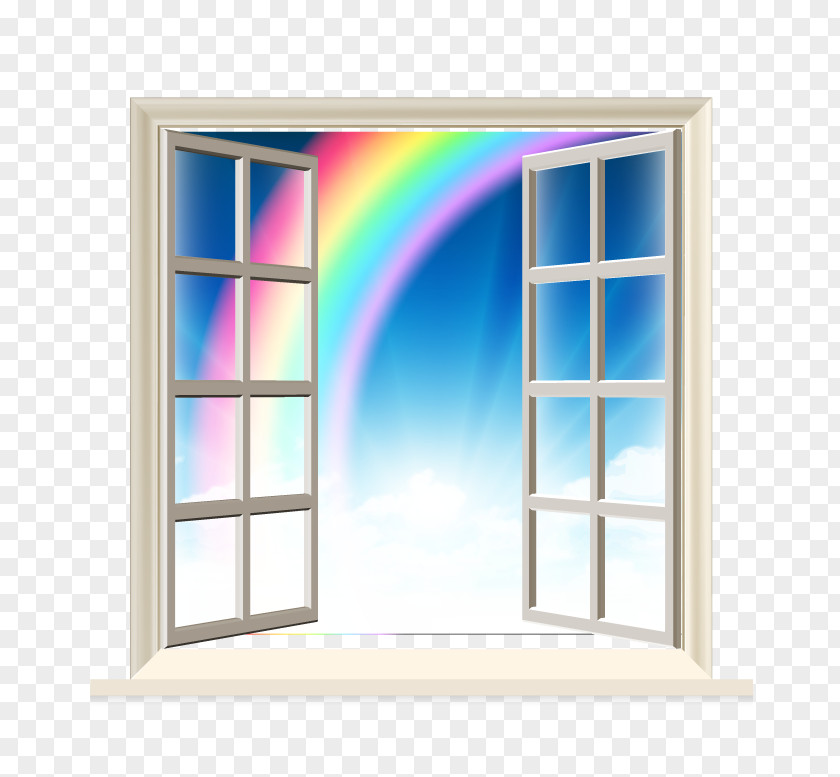 Vector Rainbow And Windows Window Bathroom PNG