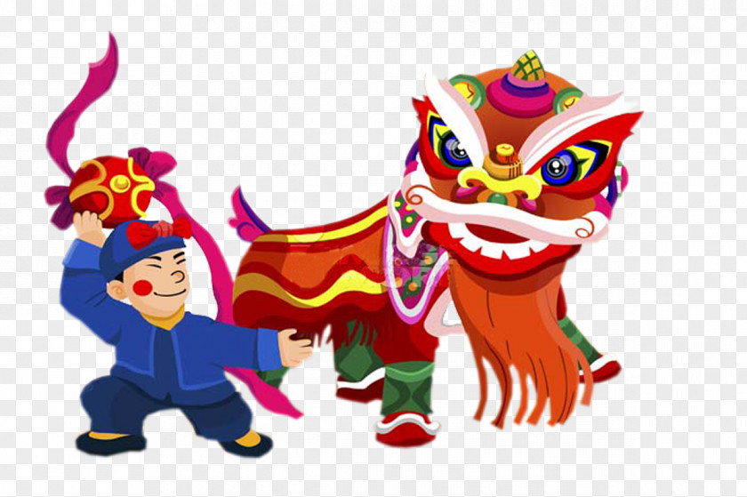Cartoon Lion Dance Festivals Elements Performance Chinese New Year Traditional Holidays Dragon PNG