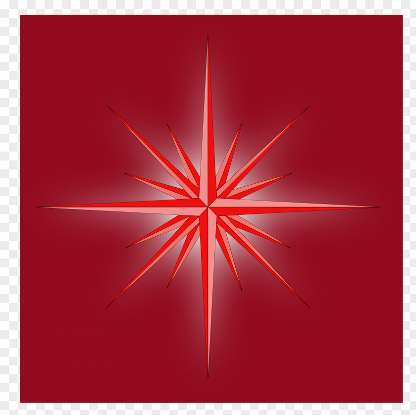 Red Star Symmetry Leaf Triangle Pattern PNG