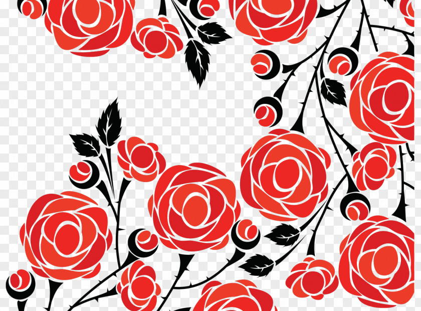 Rose Vector Flower Drawing Pattern PNG