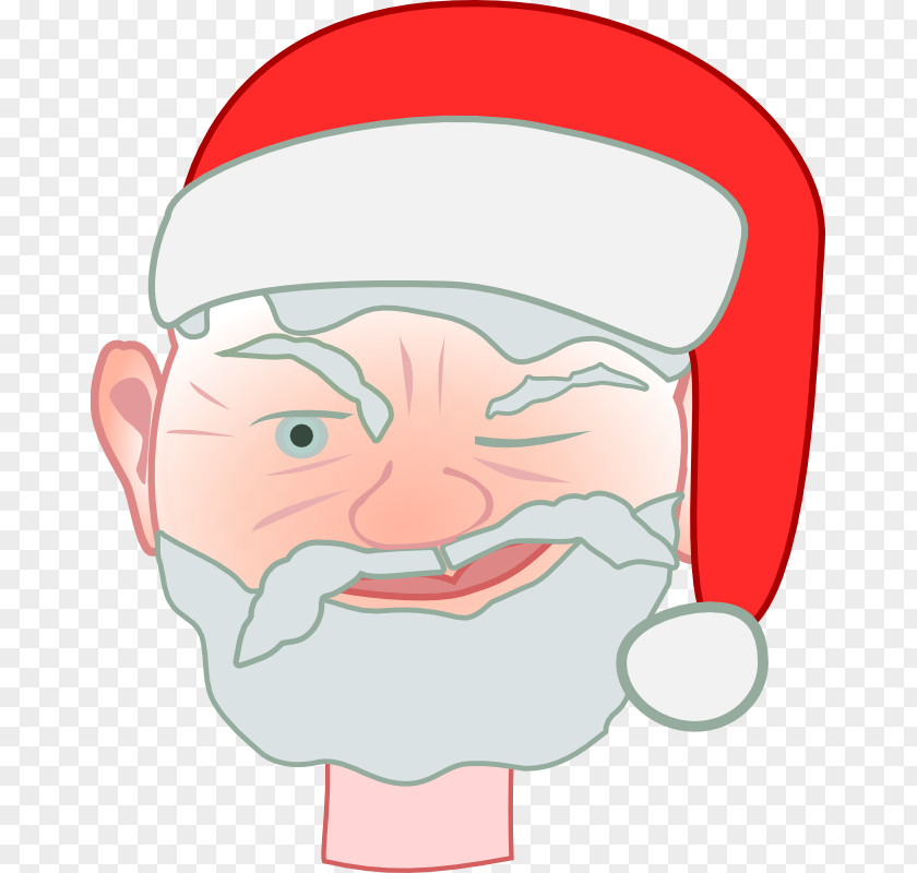 Santa Face Claus Wink Clip Art PNG