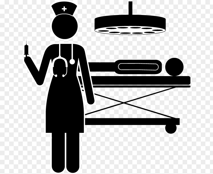Black Silhouette Of A Nurse Operating Table Nursing Euclidean Vector Illustration PNG