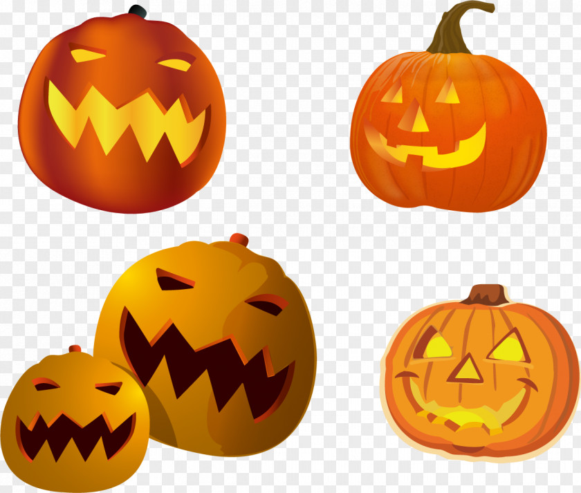 Vector Halloween Pumpkin Jack-o'-lantern Calabaza Clip Art PNG