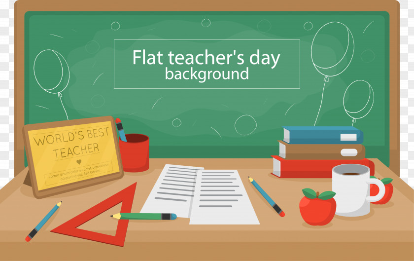 Creative Teachers' Day Desk Vector Student Teachers Blackboard School PNG