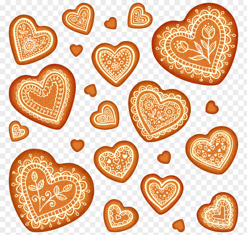 Love Cookies Seamless Background Pattern Vector Material Cookie Gingerbread Heart Shape PNG