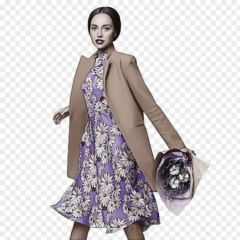 Outerwear Shoulder Clothing Purple Violet Dress Fashion Model PNG