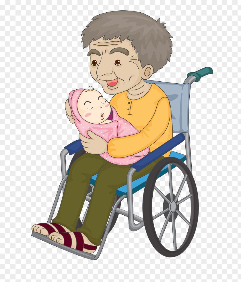 The Old Man Sitting In A Wheelchair Cartoon Royalty-free Illustration PNG