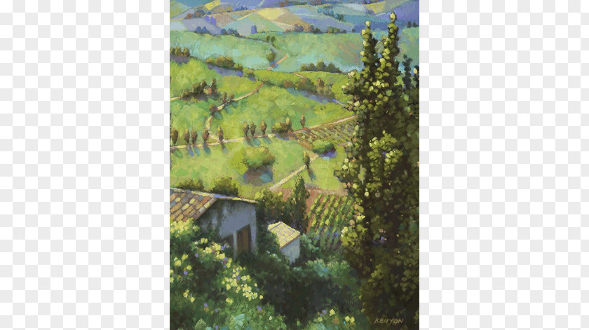 Landscape Watercolor French Hills Painting Pastel Landscaping Fence PNG