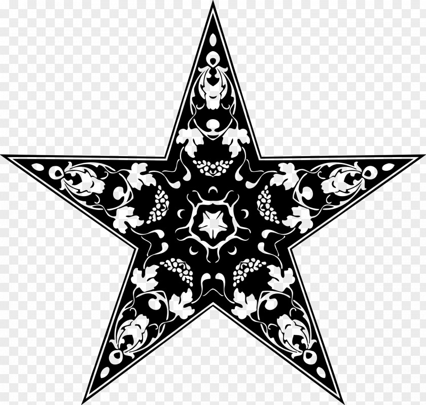 Red Star Symmetry Ornament Clip Art PNG