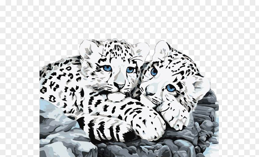 Two Cute Little Snow Leopards The Leopard Paint By Number PNG
