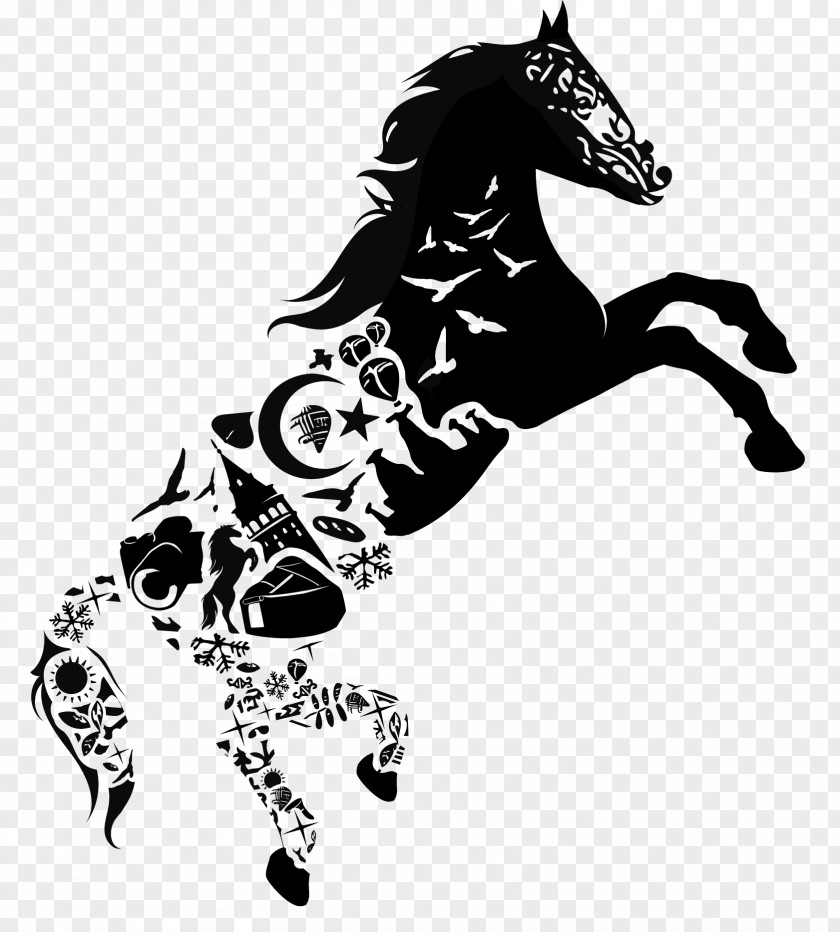 Jumping Stallion Horse Mane Animal Figure Clip Art Wall Sticker PNG