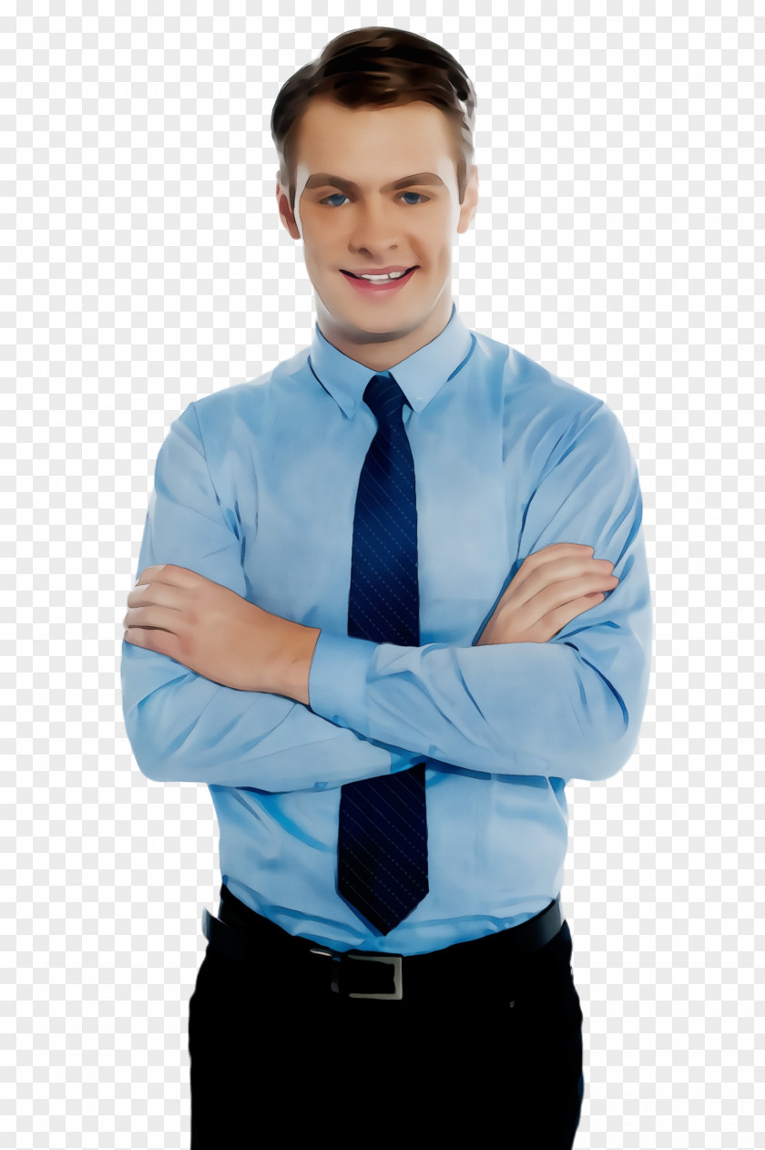 Sleeve Dress Shirt Blue Arm Standing Shoulder Male PNG