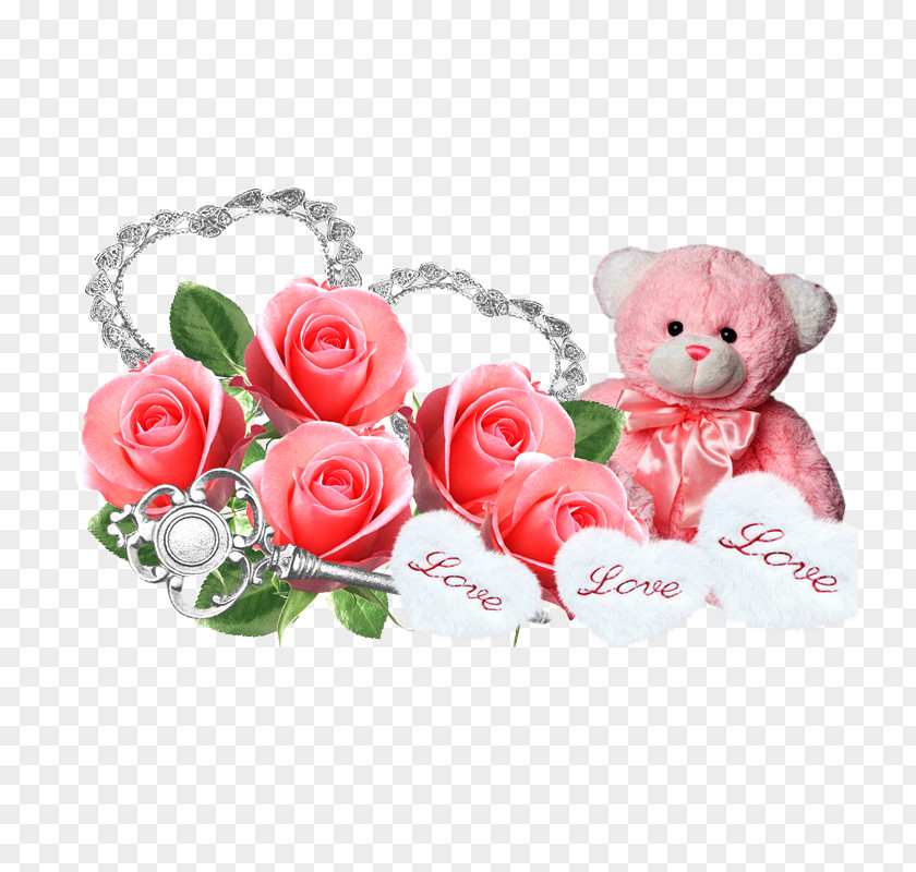 Romantic Roses And Cute Dolls Picture Frame Dragon, Fly! Free Love Valentines Day PNG