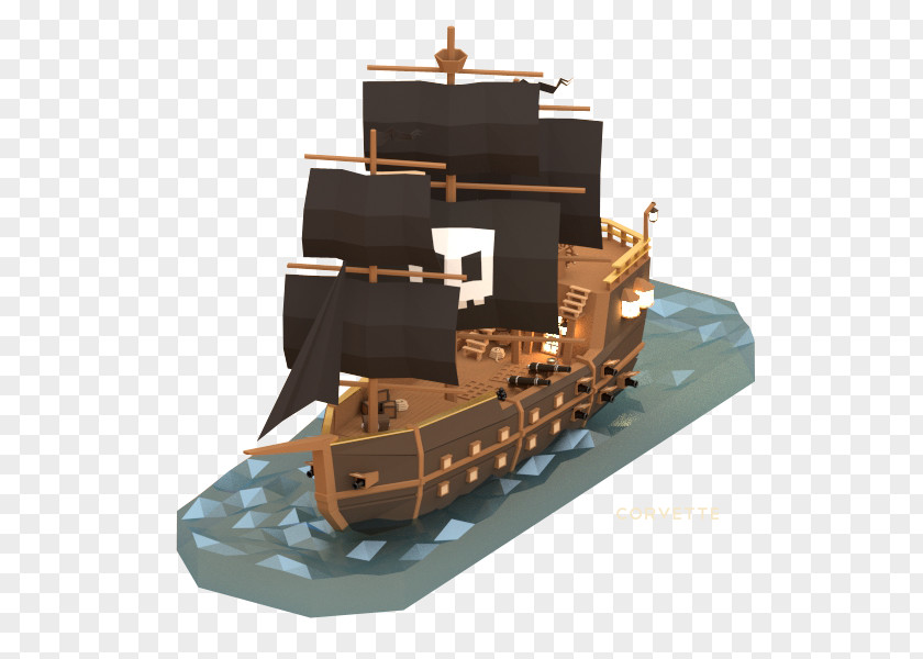 Ship Low Poly Piracy Art PNG