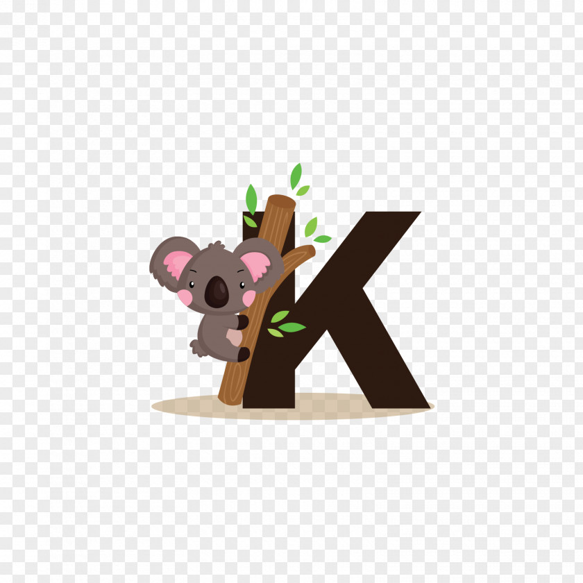 The Gray Koala Alphabet K Illustration PNG