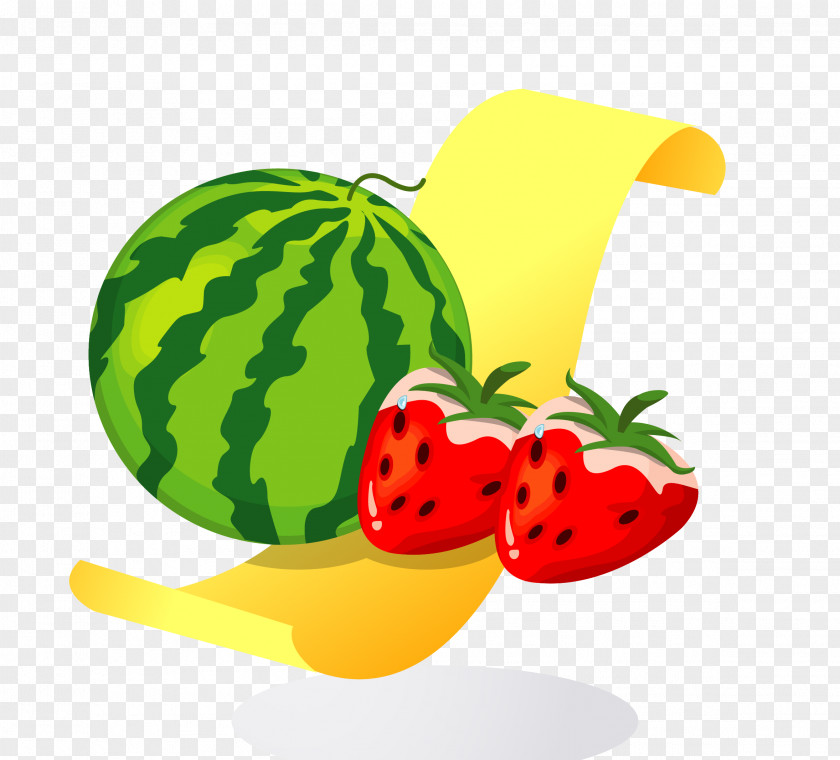 Vector Watermelon And Strawberries Fruit Clip Art PNG