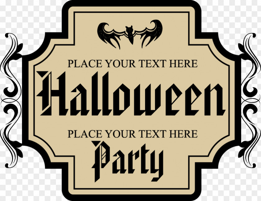 Vintage Halloween Label Vector Clip Art PNG