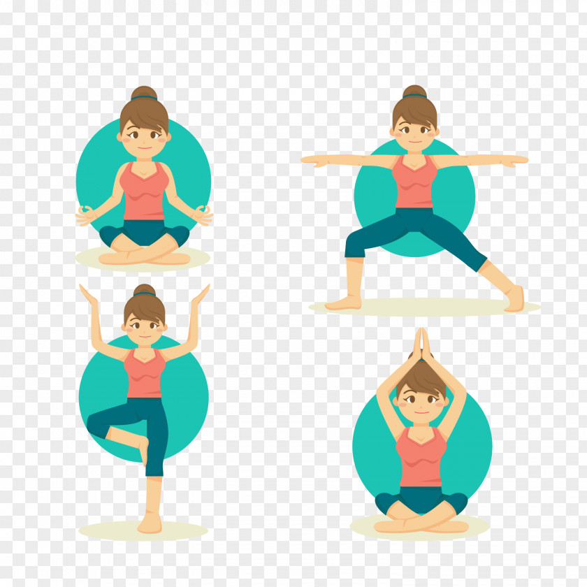 Practicing Yoga Woman Vector Material Ashtanga Vinyasa Asana Flat Design Illustration PNG