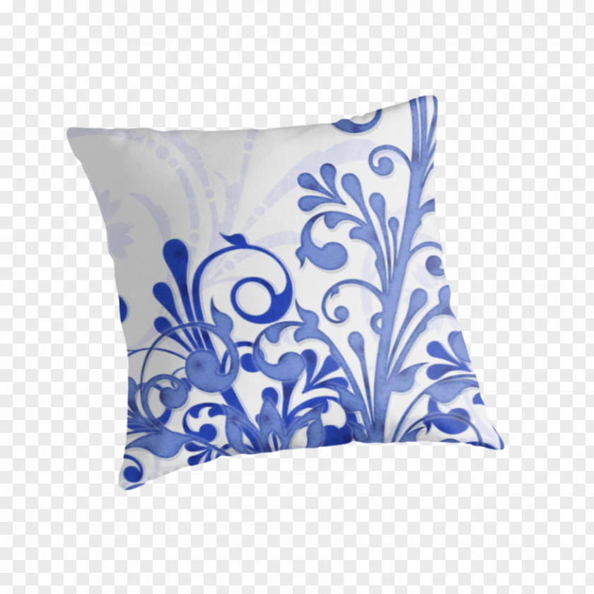 Blue Abstract Flowers Throw Pillows Cushion Rectangle PNG
