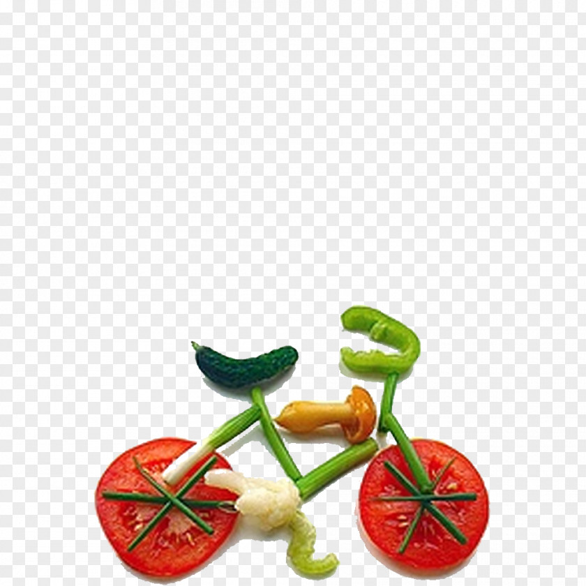 Creative Bike Organic Food Fruit Vegetable Art Carving PNG