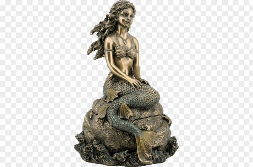 Mermaid Sitting A Bronze Sculpture Figurine PNG